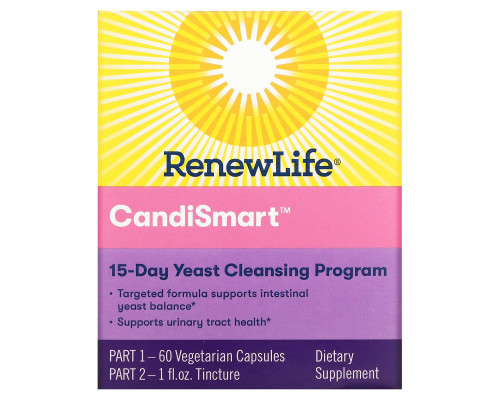 Renew Life Candi Smart мощная программа очищения дрожжами 60 капсул в растительной оболочке 1 жидкая унция настойка Renew Life Candi Smart мощная программа очищения дрожжами 60 капсул в растительной оболочке 1 жидкая унция настойка