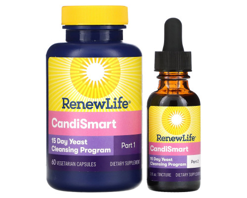 Renew Life Candi Smart мощная программа очищения дрожжами 60 капсул в растительной оболочке 1 жидкая унция настойка Renew Life Candi Smart мощная программа очищения дрожжами 60 капсул в растительной оболочке 1 жидкая унция настойка