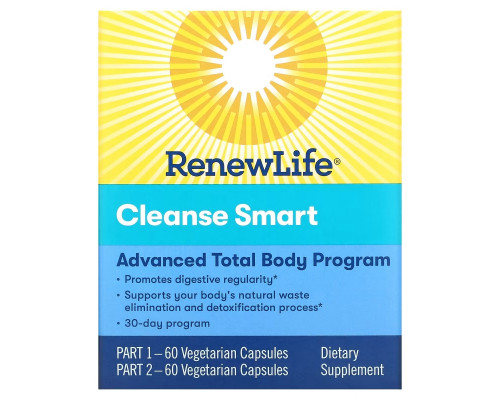 Renew Life, Cleanse Smart, 2 Bottles, 60 Vegetarian Capsules Each Renew Life, Cleanse Smart, 2 Bottles, 60 Vegetarian Capsules Each