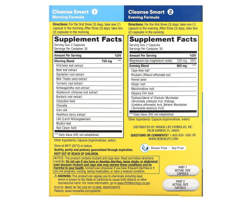 Renew Life, Cleanse Smart, 2 Bottles, 60 Vegetarian Capsules Each Renew Life, Cleanse Smart, 2 Bottles, 60 Vegetarian Capsules Each