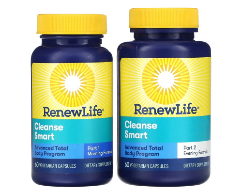 Renew Life, Cleanse Smart, 2 Bottles, 60 Vegetarian Capsules Each Renew Life, Cleanse Smart, 2 Bottles, 60 Vegetarian Capsules Each