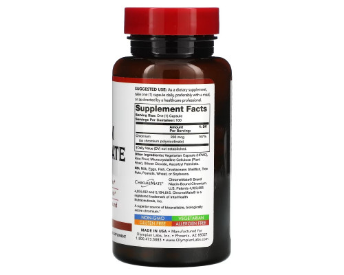 Olympian Labs Inc. Chromium Polynicotinate 200 mcg 100 Veggie Caps Olympian Labs Inc. Chromium Polynicotinate 200 mcg 100 Veggie Caps