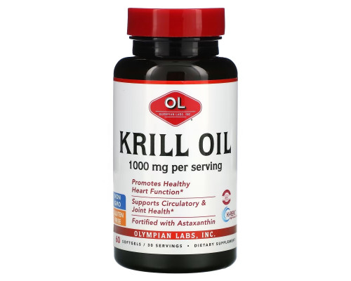 Olympian Labs Inc. Масло криля 1000 мг 60 желатиновых капсул Olympian Labs Inc. Масло криля 1000 мг 60 желатиновых капсул
