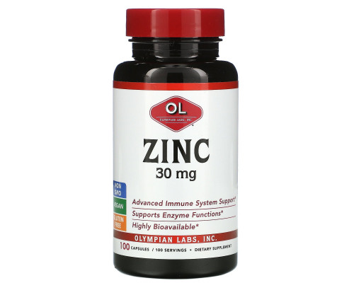 Olympian Labs, Zinc, 30 mg , 100 Capsules Olympian Labs, Zinc, 30 mg , 100 Capsules