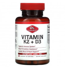 Olympian Labs, Vitamin K2 + D3, 60 Capsules