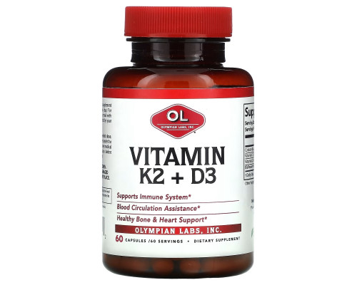 Olympian Labs, Vitamin K2 + D3, 60 Capsules Olympian Labs, Vitamin K2 + D3, 60 Capsules