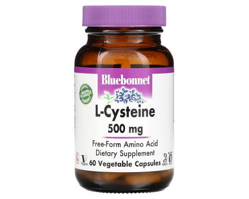 Bluebonnet Nutrition, L-цистеин, 500 мг, 60 капсул в растительной оболочке Bluebonnet Nutrition, L-цистеин, 500 мг, 60 капсул в растительной оболочке
