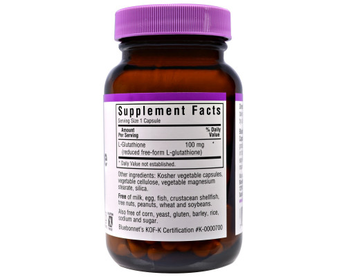 Bluebonnet Nutrition L-Glutathione 100 мг 60 вегетарианских капсул Bluebonnet Nutrition L-Glutathione 100 мг 60 вегетарианских капсул