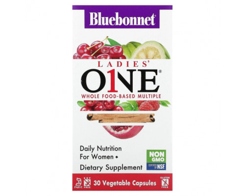Женское здоровье Bluebonnet Nutrition, Ladies 'ONE, комплексные продукты на основе цельных продуктов, 30 растительных капсул Женское здоровье Bluebonnet Nutrition, Ladies 'ONE, комплексные продукты на основе цельных продуктов, 30 растительных капсул