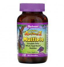 Bluebonnet Nutrition Тропические животные мультивитамин на основе цельных продуктов с натуральным вкусом винограда 180 жевательных конфет