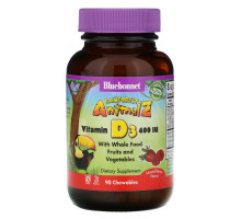 Bluebonnet Nutrition Super Earth Rainforest Animalz Vitamin D3 Mixed Berry 400 IU 90 Chewable Tablets