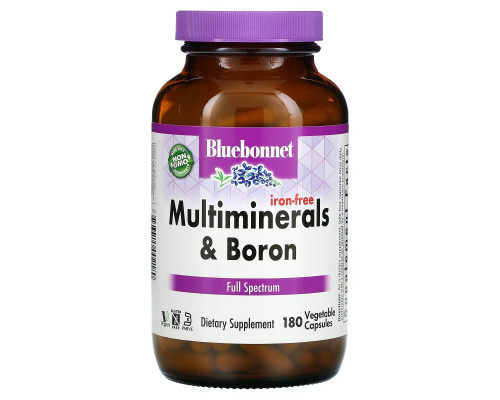 Bluebonnet Nutrition Мульти минералы с бором без железа 180 растительных капсул Bluebonnet Nutrition Мульти минералы с бором без железа 180 растительных капсул