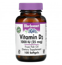 Bluebonnet Nutrition, Vitamin D3, 25 mcg (1,000 IU), 100 Softgels