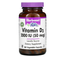 Bluebonnet Nutrition Витамин D3 2000 МЕ 180 растительных капсул
