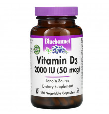 Bluebonnet Nutrition Витамин D3 2000 МЕ 180 растительных капсул