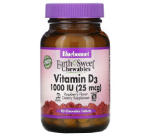 Bluebonnet Nutrition Earth Сладкий жевательный витамин D3 1000 IU вкус малины 90 штук
