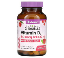 Bluebonnet Nutrition EarthSweet Vitamin D3 Natural Raspberry Flavor 2000 IU 90 Chewable Tablets