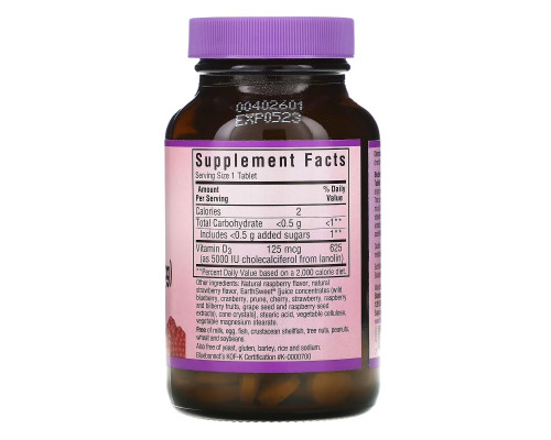 Bluebonnet Nutrition Жевательный витамин D3 5000 IU (международных единиц) 90 жевательных таблеток Bluebonnet Nutrition Жевательный витамин D3 5000 IU (международных единиц) 90 жевательных таблеток