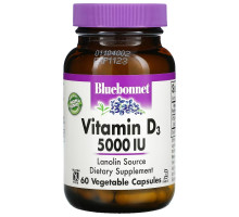 Bluebonnet Nutrition, Vitamin D3, 125 mcg (5,000 IU), 60 Vegetable Capsules