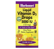Bluebonnet Nutrition Жидкий витамин D3 в каплях цитрус 5000 МЕ 1 жидкая унция (30 мл)