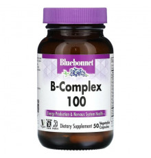 Витамины группы B Bluebonnet Nutrition, B-Complex 100, витамины группы B, 50 растительных капсул