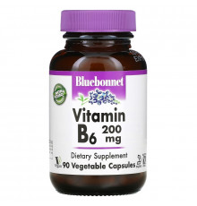 Bluebonnet Nutrition Витамин B-6 200 мг 90 растительных капсул