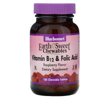 Bluebonnet Nutrition EarthSweet Vitamin B-12 & Folic Acid Natural Raspberry Flavor 180 Chewable Tablets