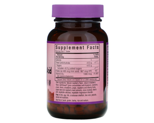 Bluebonnet Nutrition EarthSweet Vitamin B-12 & Folic Acid Natural Raspberry Flavor 180 Chewable Tablets Bluebonnet Nutrition EarthSweet Vitamin B-12 & Folic Acid Natural Raspberry Flavor 180 Chewable Tablets