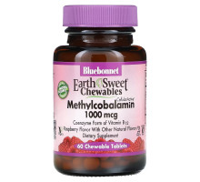Bluebonnet Nutrition EarthSweet Methylcobalamin Natural Raspberry Flavor 1000 mcg 60 Chewable Tablets