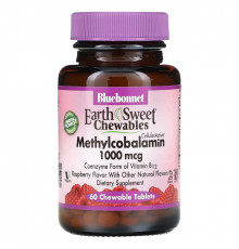 Bluebonnet Nutrition EarthSweet Methylcobalamin Natural Raspberry Flavor 1000 mcg 60 Chewable Tablets