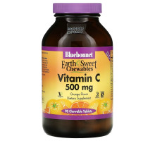 Bluebonnet Nutrition, EarthSweet Chewables, Vitamin C, Orange, 500 mg, 90 Chewable Tablets