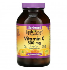 Bluebonnet Nutrition, EarthSweet Chewables, Vitamin C, Orange, 500 mg, 90 Chewable Tablets