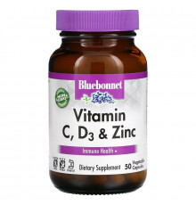 Bluebonnet Nutrition, Vitamin C, D3 & Zinc, 50 Vegetable Capsules