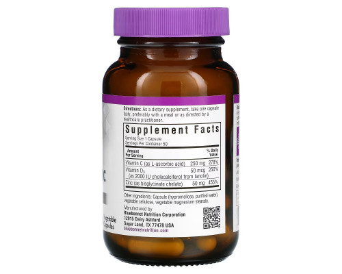 Bluebonnet Nutrition, Vitamin C, D3 & Zinc, 50 Vegetable Capsules Bluebonnet Nutrition, Vitamin C, D3 & Zinc, 50 Vegetable Capsules