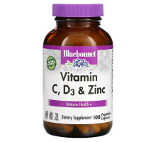 Bluebonnet Nutrition, Vitamin C, D3 & Zinc, 100 Vegetable Capsules
