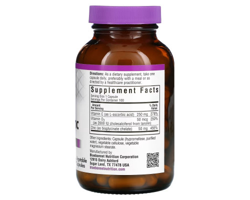 Bluebonnet Nutrition, Vitamin C, D3 & Zinc, 100 Vegetable Capsules Bluebonnet Nutrition, Vitamin C, D3 & Zinc, 100 Vegetable Capsules