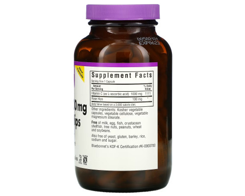 Bluebonnet Nutrition Витамин C-1000 мг с шиповником 180 растительных капсул Bluebonnet Nutrition Витамин C-1000 мг с шиповником 180 растительных капсул
