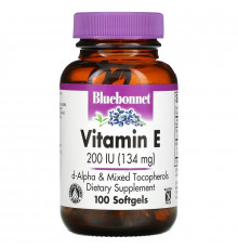 Bluebonnet Nutrition, Витамин E, 200 МЕ, 100 гелевых капсул