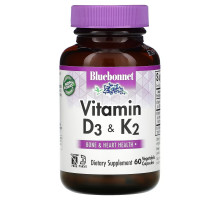 Bluebonnet Nutrition, Vitamin D3 & K2, 60 Vegetable Capsules