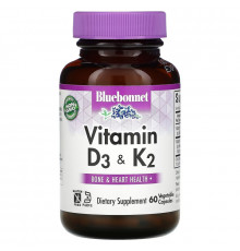 Bluebonnet Nutrition, Vitamin D3 & K2, 60 Vegetable Capsules
