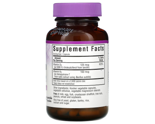 Bluebonnet Nutrition, Vitamin D3 & K2, 60 Vegetable Capsules Bluebonnet Nutrition, Vitamin D3 & K2, 60 Vegetable Capsules