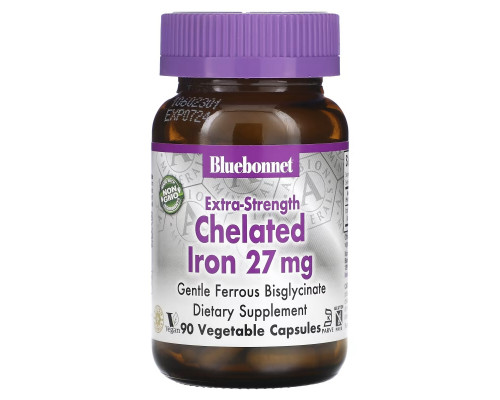 Bluebonnet Nutrition Хелатное железо 27 мг 90 капсул Bluebonnet Nutrition Хелатное железо 27 мг 90 капсул