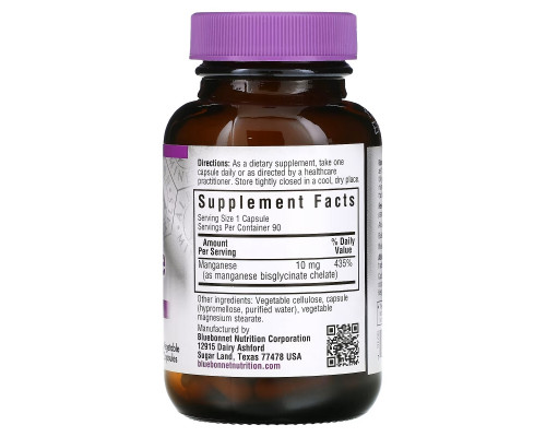 Bluebonnet Nutrition Хелатный марганец 90 капсул на растительной основе Bluebonnet Nutrition Хелатный марганец 90 капсул на растительной основе