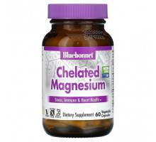 Магний Bluebonnet Nutrition, Хелатный магний, 60 растительных капсул