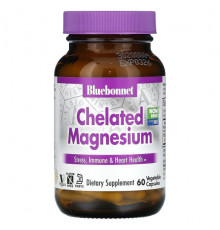 Магний Bluebonnet Nutrition, Хелатный магний, 60 растительных капсул