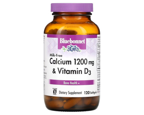 Bluebonnet Nutrition Кальций без молока 1200 мг 120 гелевых капсул