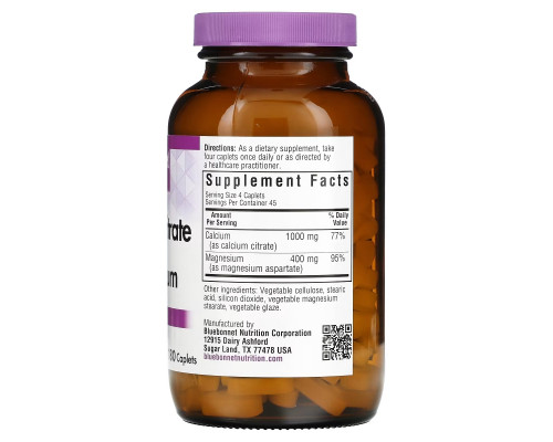 Bluebonnet Nutrition Цитрат кальция с магнием 180 капсул Bluebonnet Nutrition Цитрат кальция с магнием 180 капсул