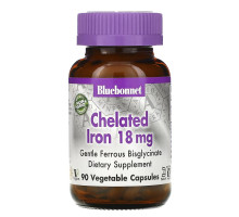 Bluebonnet Nutrition, Хелатированное железо, 18 мг, 90 капсул в растительной оболочке