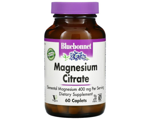 Bluebonnet Nutrition, Magnesium Citrate, 400 mg, 60 Caplets Bluebonnet Nutrition, Magnesium Citrate, 400 mg, 60 Caplets