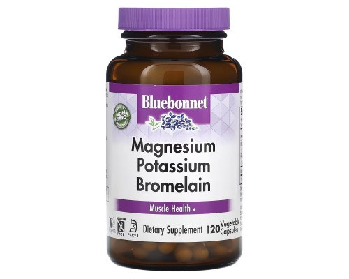 Bluebonnet Nutrition Калий Магний плюс бромелайн 120 овощных капсул